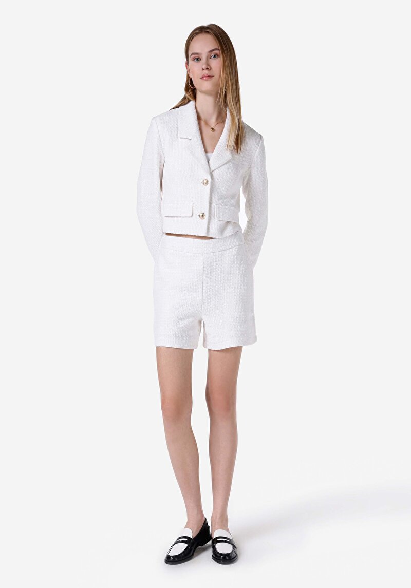 Imagine a Slim Fit Talie Joasă Pantaloni Scurți Albi Pentru Femei