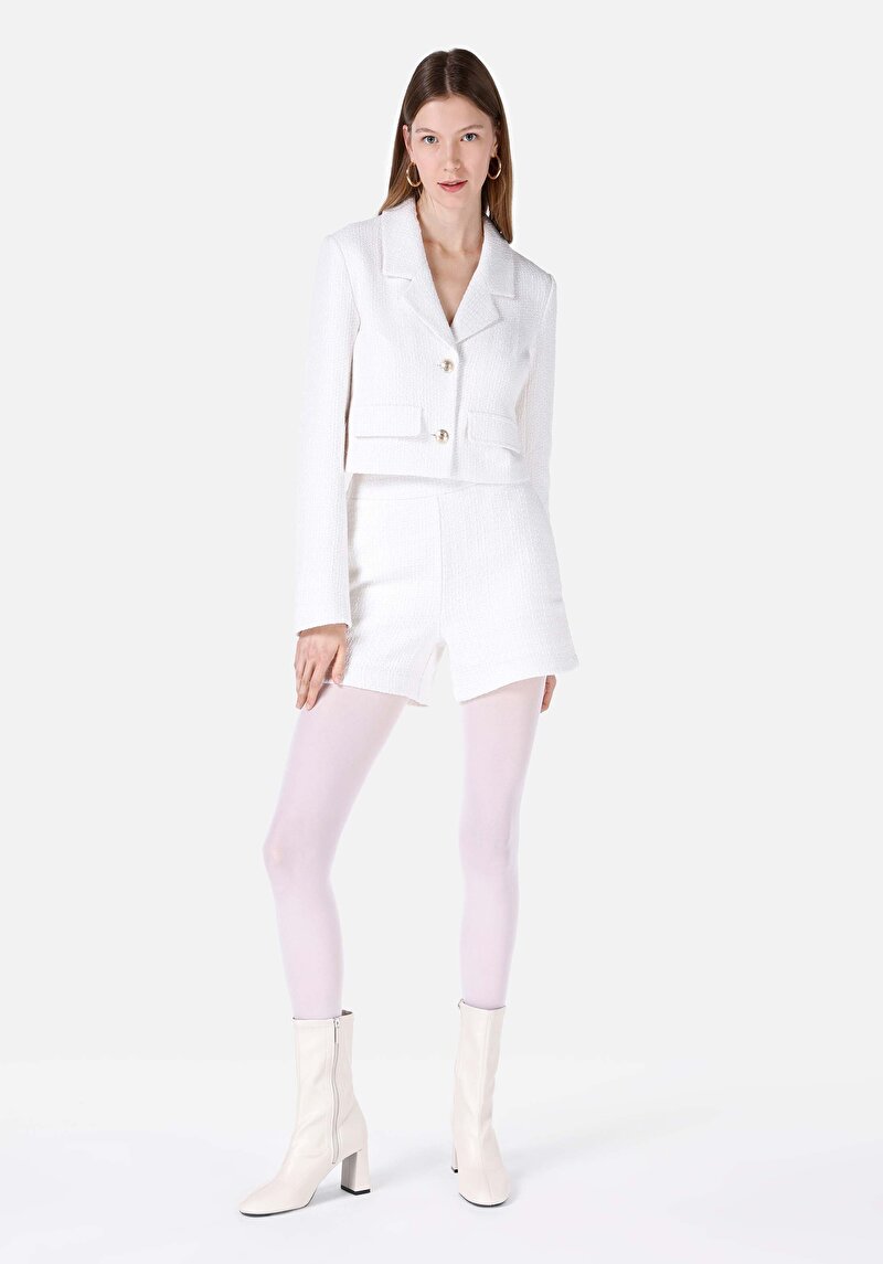 Imagine a Slim Fit Talie Joasă Pantaloni Scurți Albi Pentru Femei