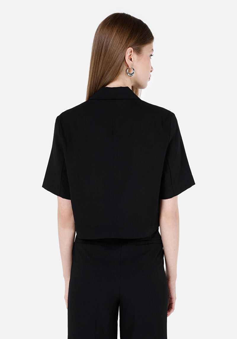 Afișați detalii pentru Jachetă Neagră Pentru Femei Cu Nasturi Cu Nasturi