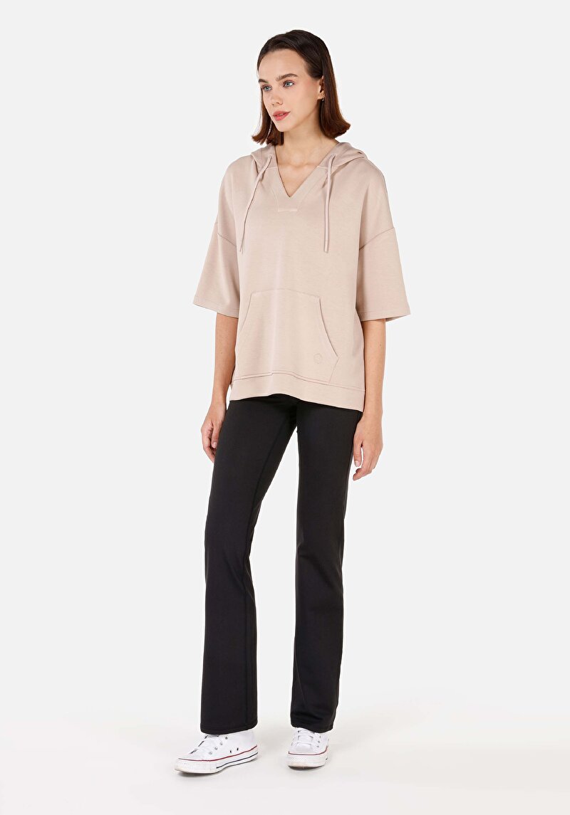 Imagine a Colanți Tricotați Negri Pentru Femei Slim Fit Rise Waist