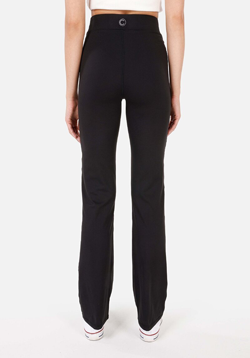 Afișați detalii pentru Colanți Tricotați Negri Pentru Femei Slim Fit Rise Waist