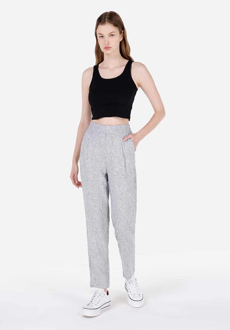 Imagine a Regular Fit Talie Joasă Picior Drept Pantaloni Antracit Pentru Femei