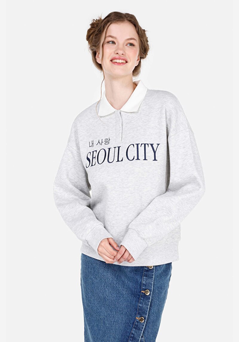 Imagine a Hanorac / Bluza De Dama Gri Regular Fit Cl1070458