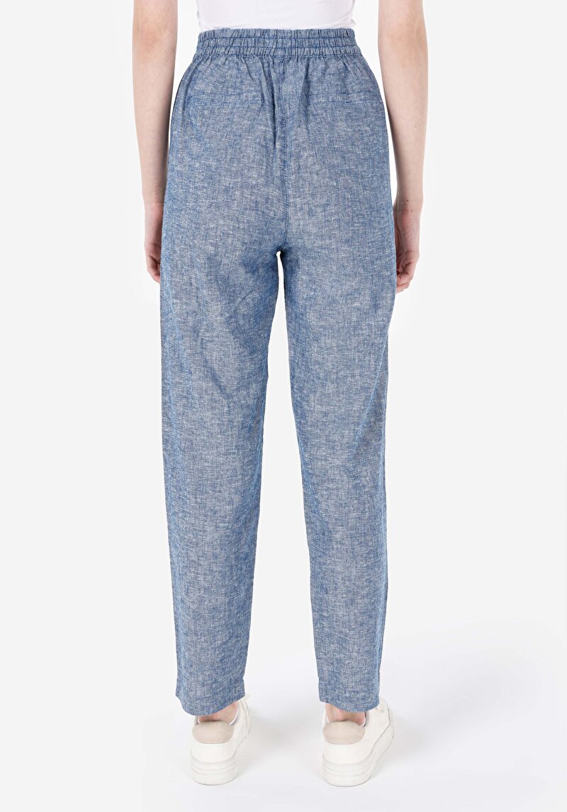 Imagine a Regular Fit Talie Joasă Picior Drept Pantaloni Albaștri Pentru Femei