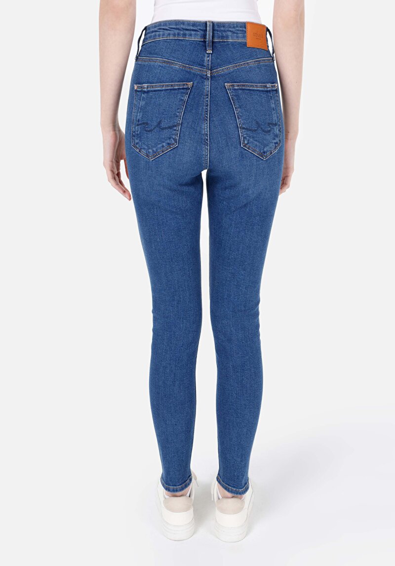 Afișați detalii pentru Skinny Fit Rise Waist Super Narrow Leg Blugi İndigo Pentru Femei