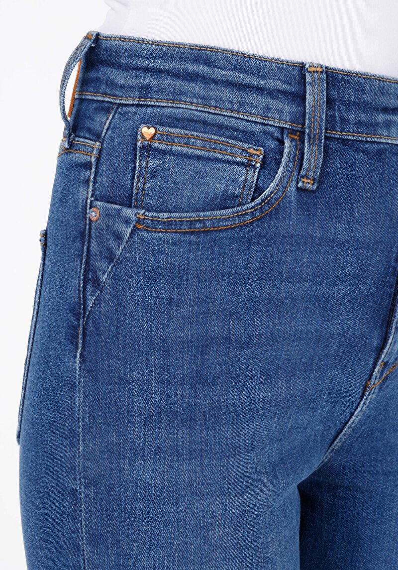 Afișați detalii pentru Skinny Fit Rise Waist Super Narrow Leg Blugi İndigo Pentru Femei