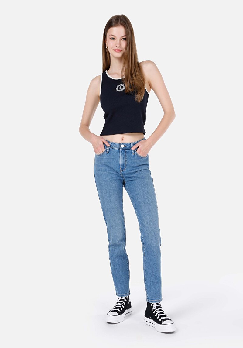 Imagine a Pantaloni De Dama Albastru Slim Fit 703 Carla Cl1068782