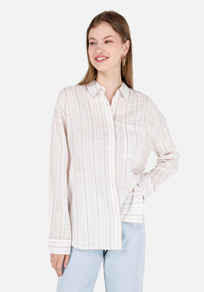 Imagine a Camasa Cu Maneca Lunga De Dama Ecru Regular Fit Cl1068910