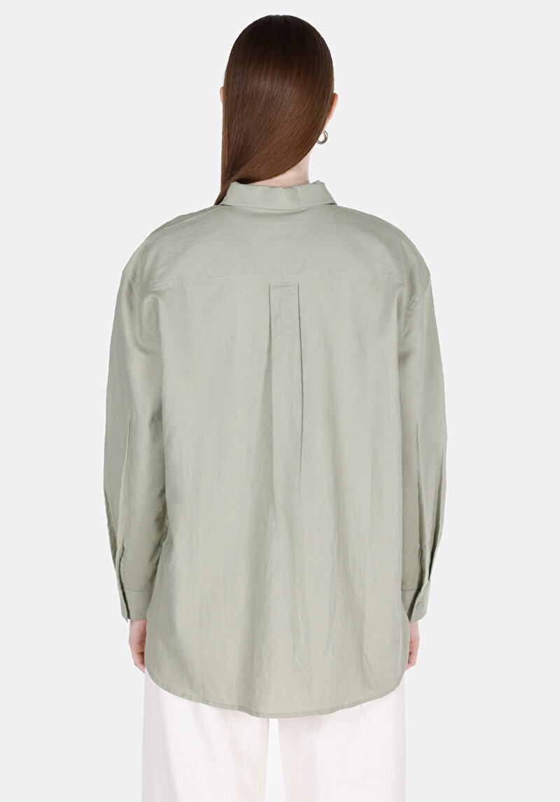 Imagine a Camasa Cu Maneca Lunga De Dama Verde Relaxed Fit Cl1068538