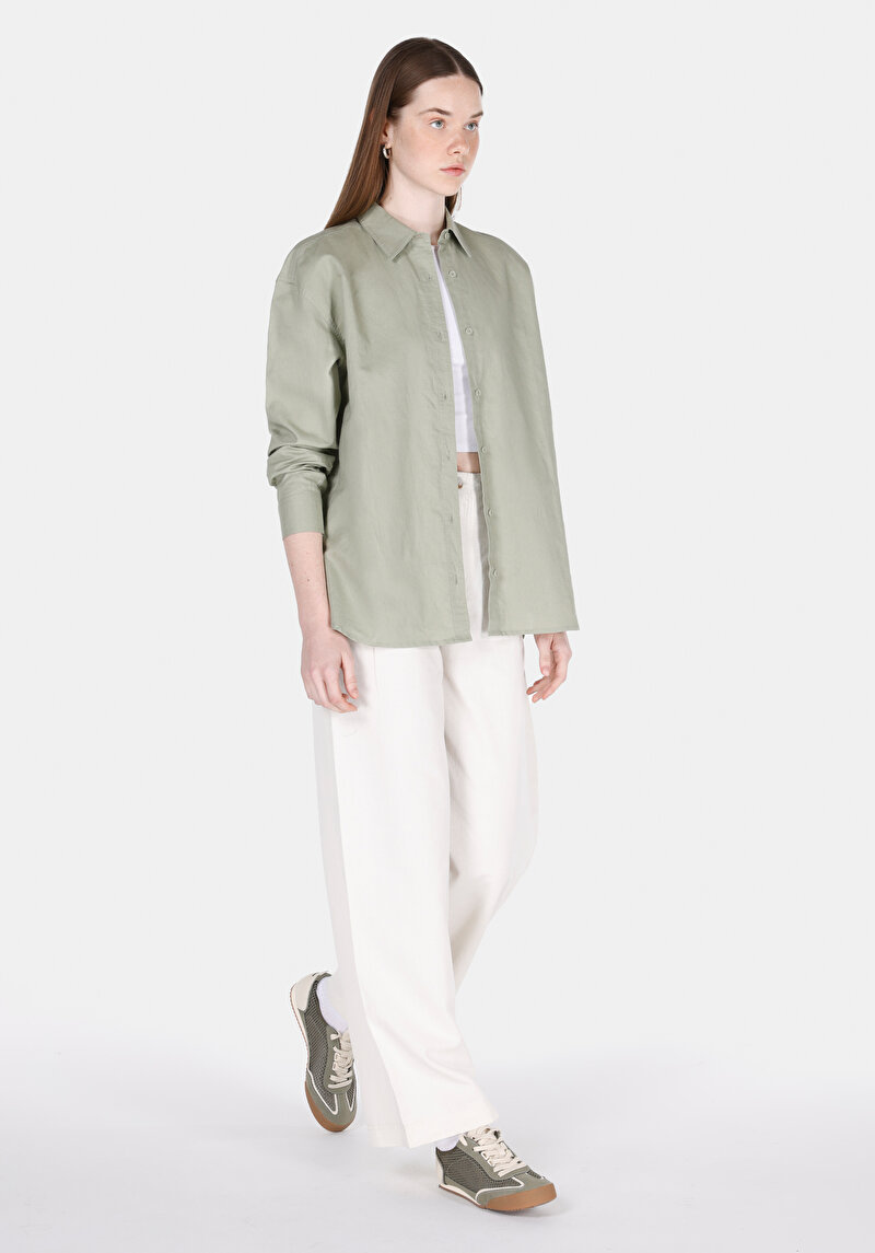 Imagine a Camasa Cu Maneca Lunga De Dama Verde Relaxed Fit Cl1068538