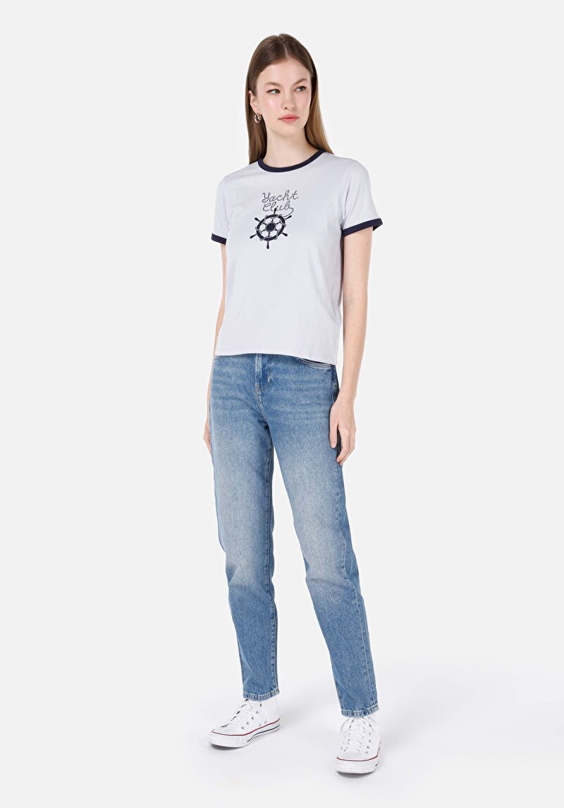 Imagine a Mom Fit Slim Leg Blugi İndigo Pentru Femei