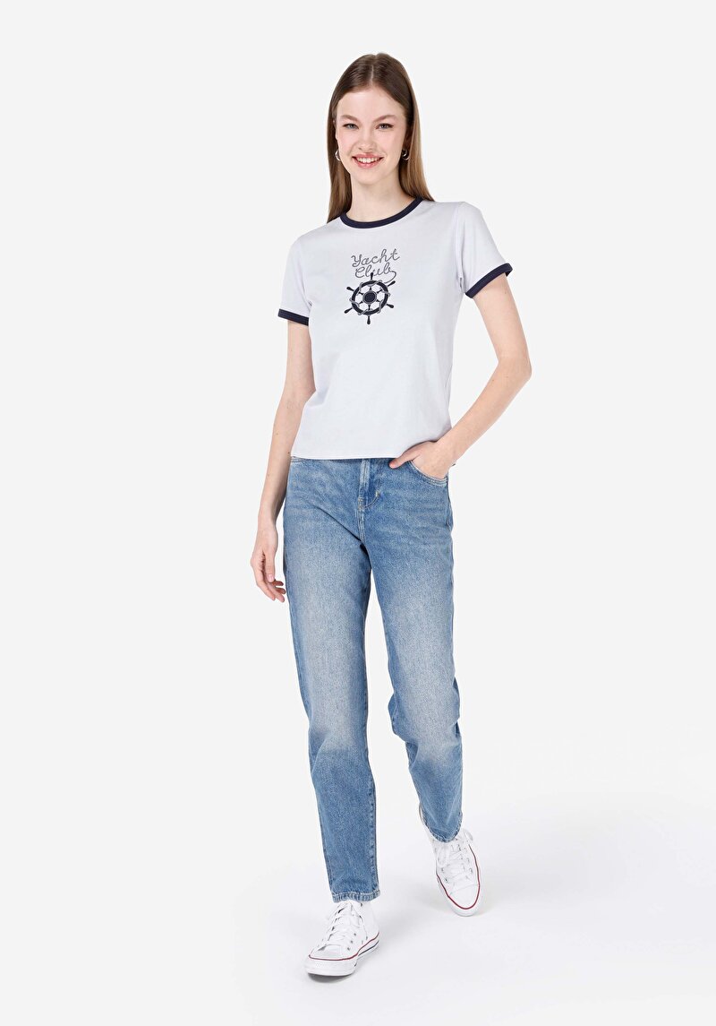 Imagine a Mom Fit Slim Leg Blugi İndigo Pentru Femei