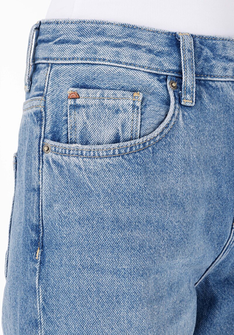 Afișați detalii pentru Mom Fit Slim Leg Blugi İndigo Pentru Femei