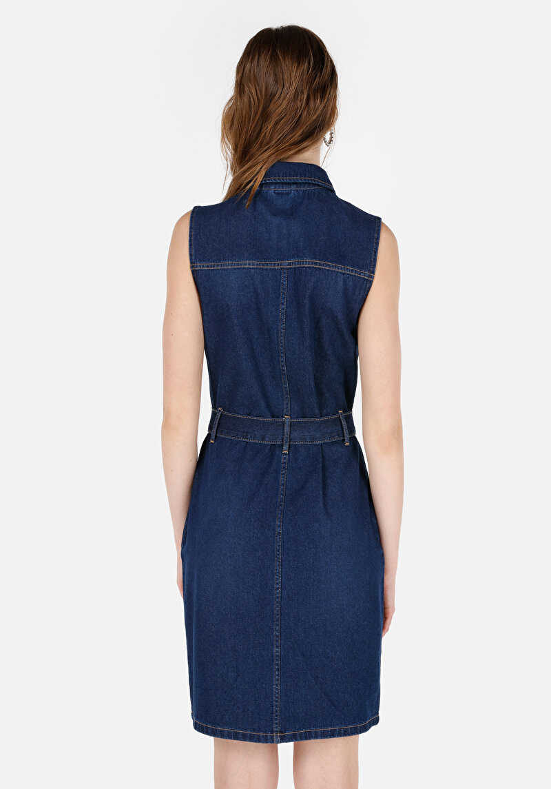 Afișați detalii pentru Rochie Albastră Fără Mâneci Pentru Femei Slim Fit