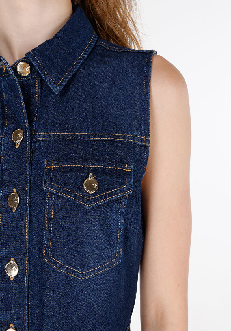 Afișați detalii pentru Rochie Albastră Fără Mâneci Pentru Femei Slim Fit