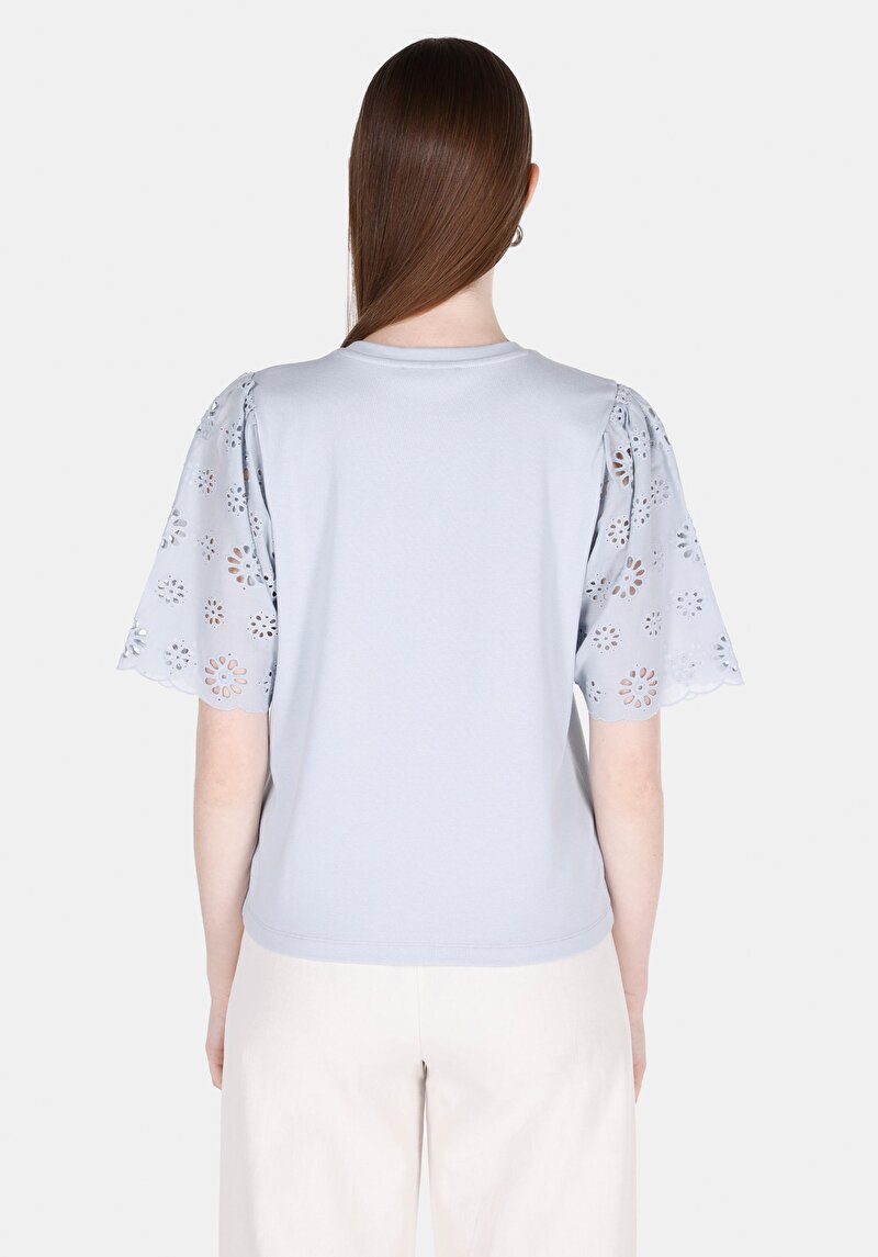 Afișați detalii pentru Bluza Cu Maneca Scurta De Dama Albastru Regular Fit  Cl1073350