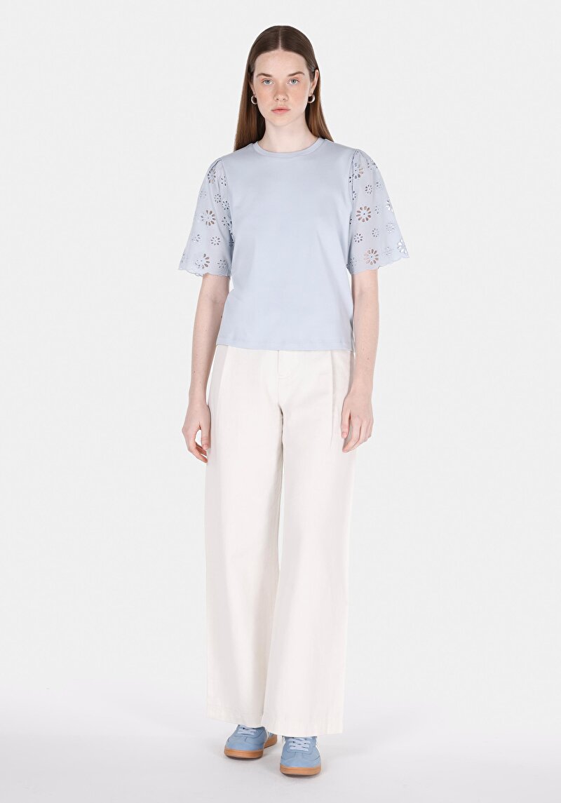 Imagine a Bluza Cu Maneca Scurta De Dama Albastru Regular Fit Cl1073350