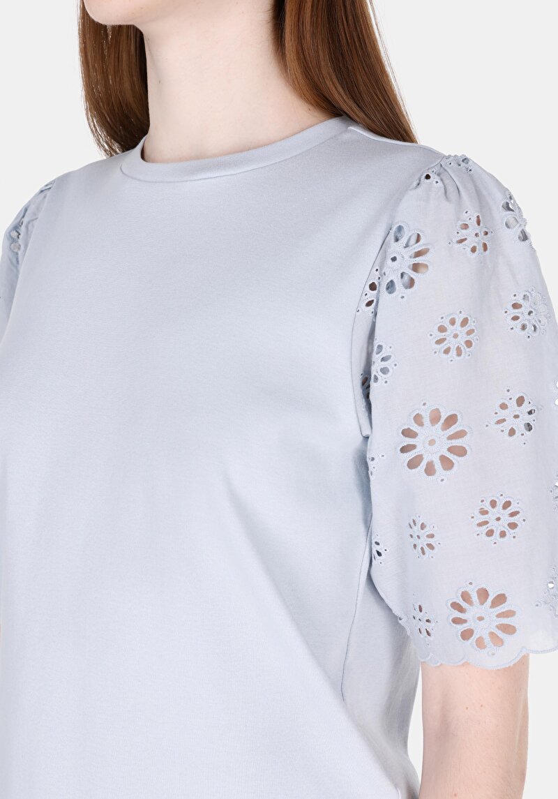 Afișați detalii pentru Bluza Cu Maneca Scurta De Dama Albastru Regular Fit  Cl1073350