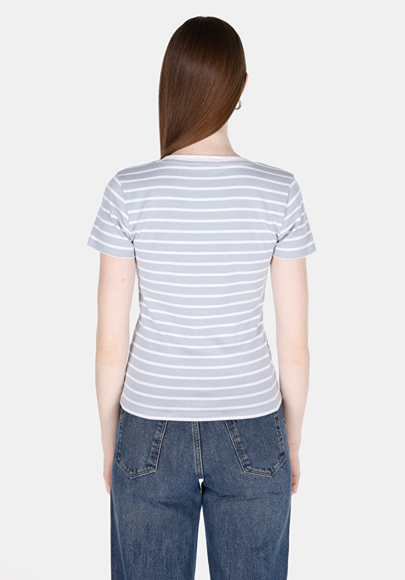 Afișați detalii pentru Tricou Cu Maneca Scurta De Dama Albastru Slim Fit  Cl1073529