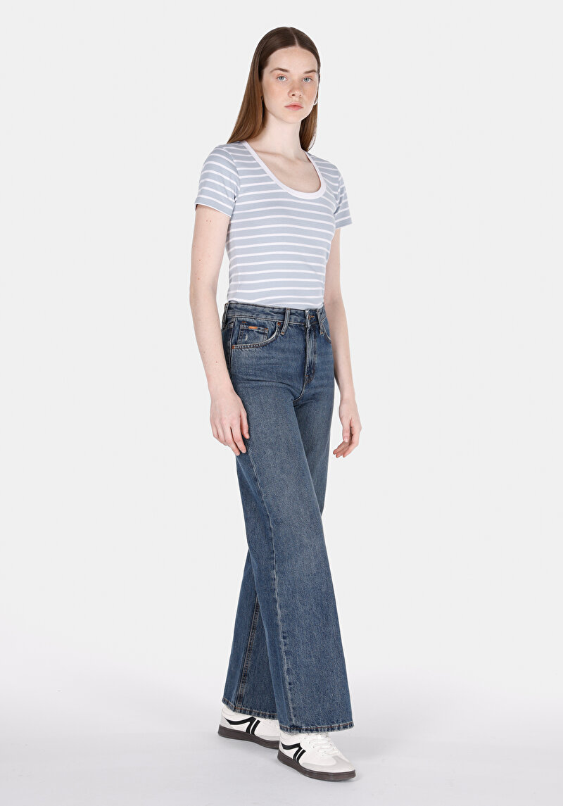 Afișați detalii pentru Tricou Cu Maneca Scurta De Dama Albastru Slim Fit  Cl1073529