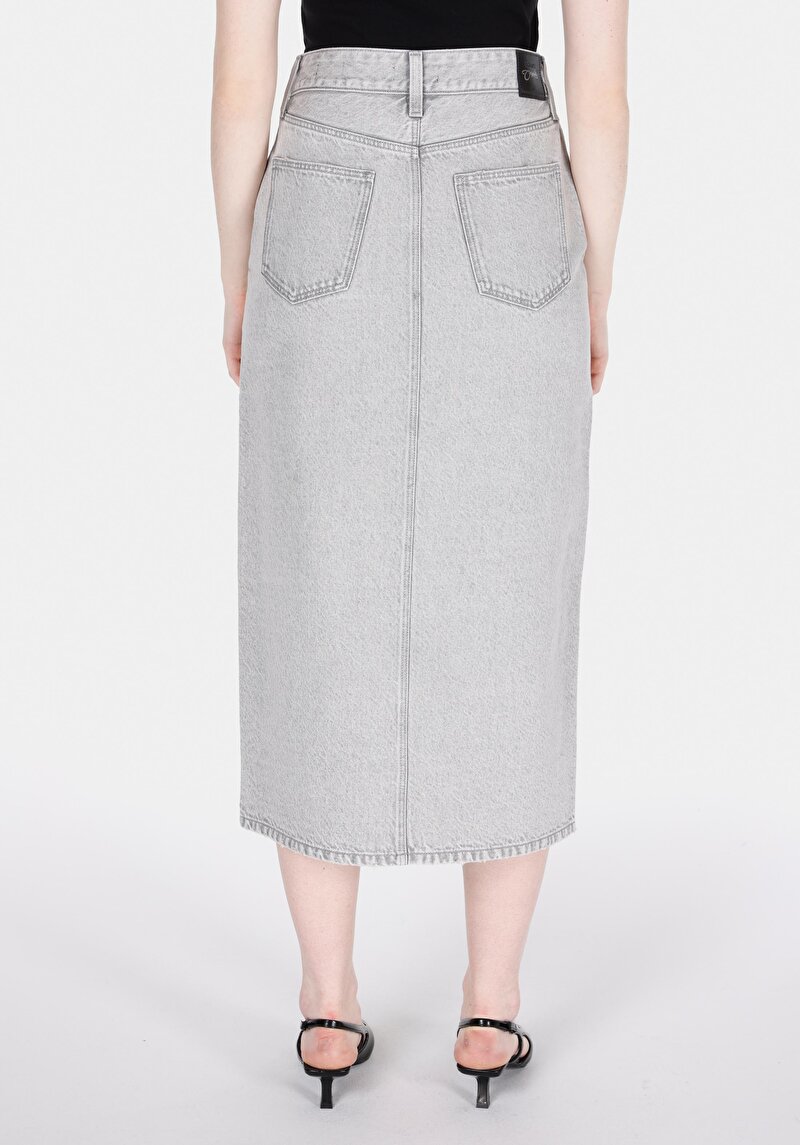 Afișați detalii pentru Fustă Gri Pentru Femei Cu Fermoar Drept Slim Fit