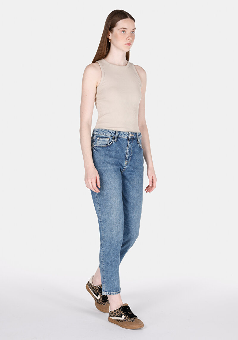 Afișați detalii pentru Pantaloni De Dama Albastru Marin Boyfriend Fit 893 Julia Cl1073992