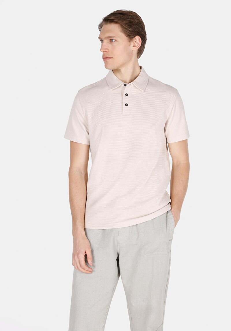 Imagine a Tricou Polo Cu Maneca Scurta De Barbati Bej Regular Fit Cl1073580