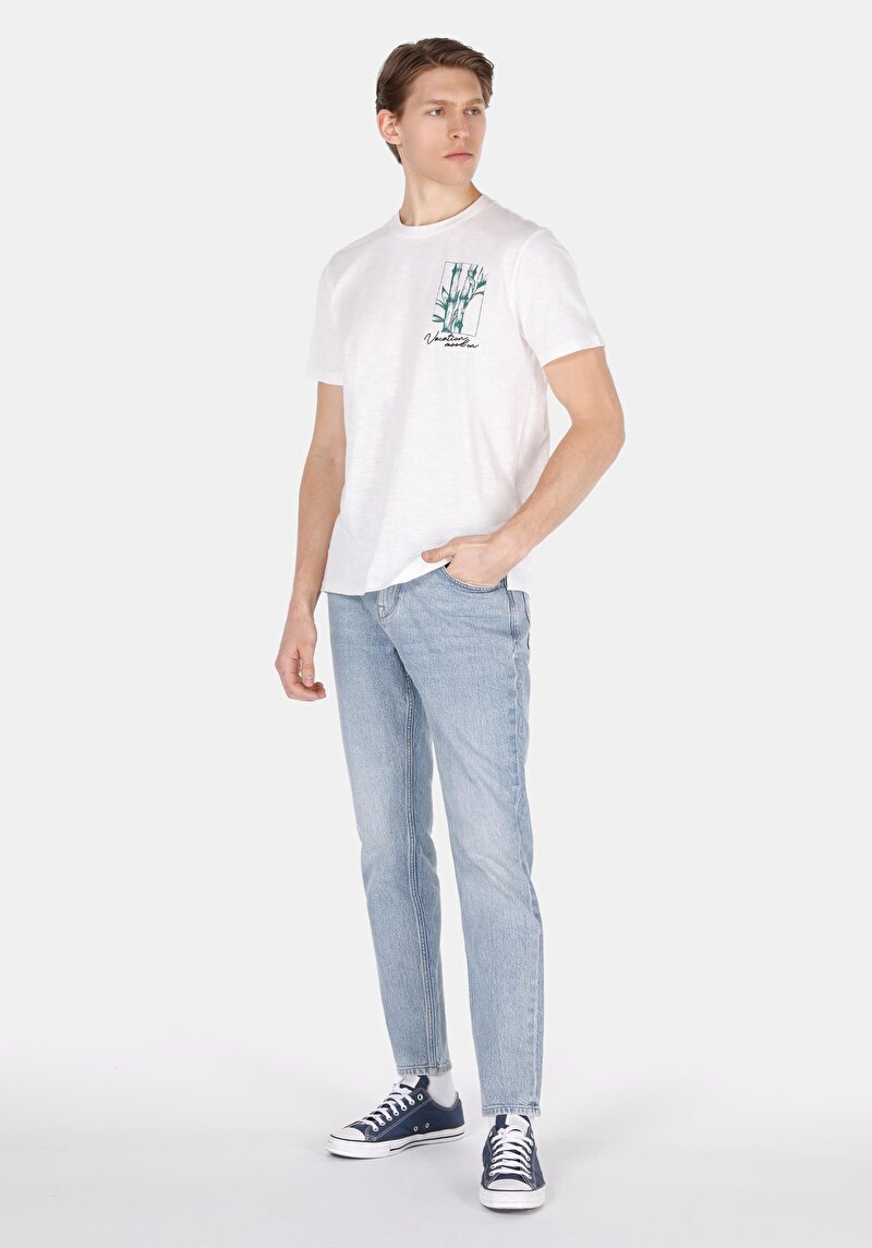 Imagine a Regular Fit Mid Waist Slim Leg Blugi İndigo Pentru Bărbați