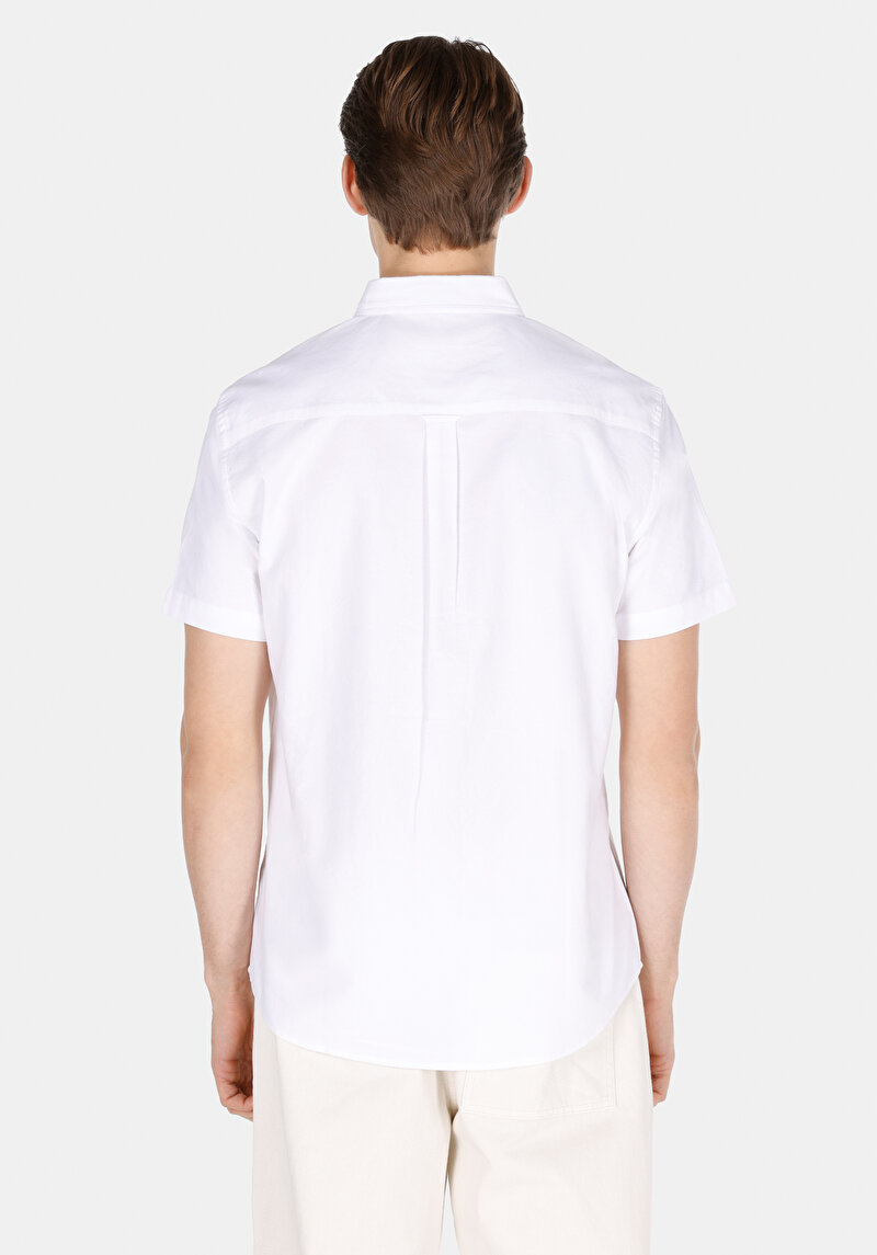 Imagine a Cămașă Cu Gât Drept Cămașă Albă Cu Mânecă Scurtă Pentru Bărbați