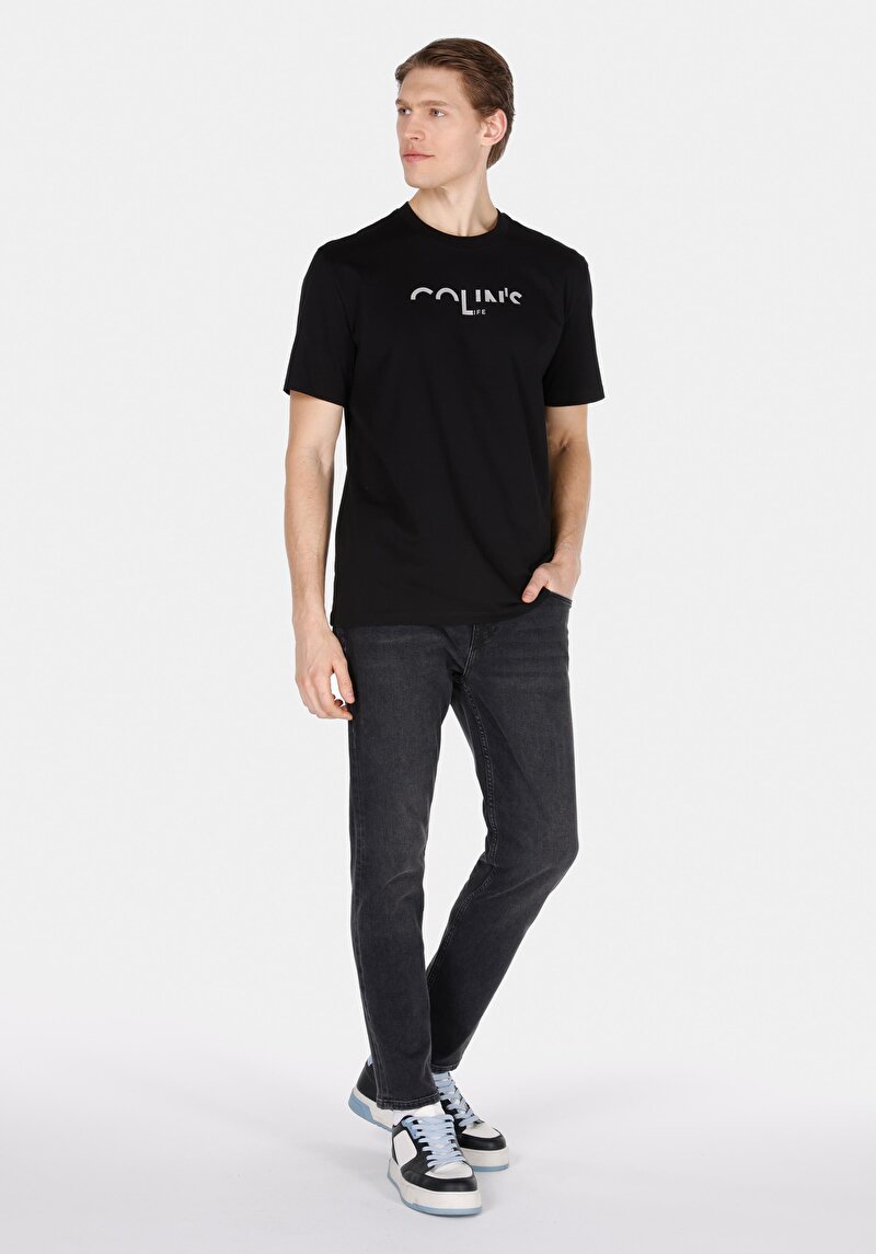 Afișați detalii pentru Tricou Cu Maneca Scurta De Barbati Negru Comfort Fit  Cl1074506