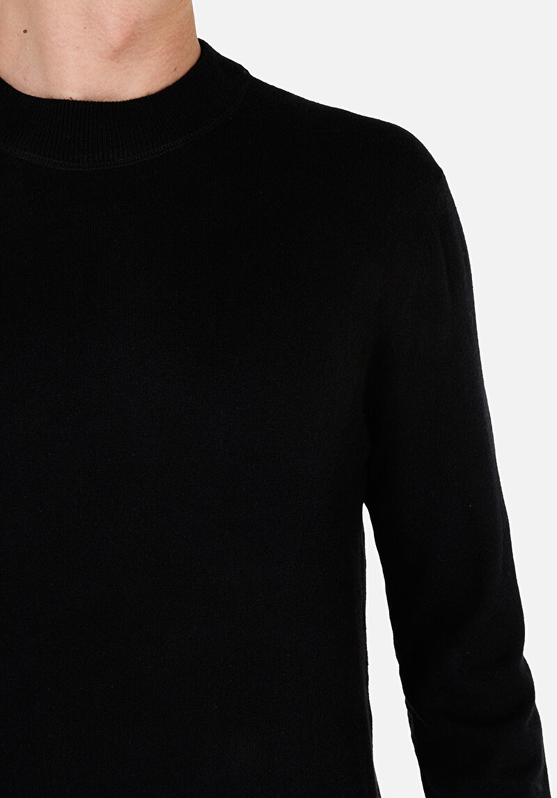 Afișați detalii pentru Pulover Negru Pentru Bărbați Regular Fit Round Neck Jacquard