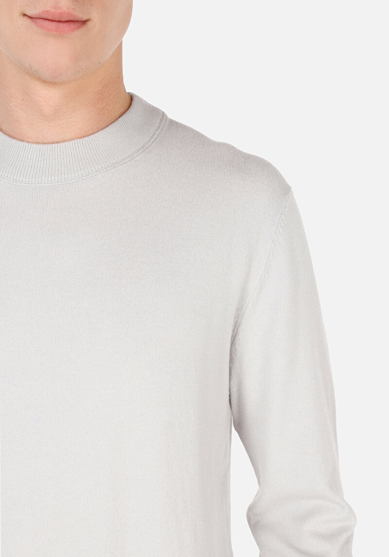 Afișați detalii pentru Pulover Gri Jacquard Pentru Bărbați Cu Gât Rotund Regular Fit