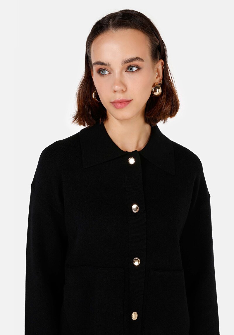 Afișați detalii pentru Cardigan Negru Pentru Femei Regular Fit