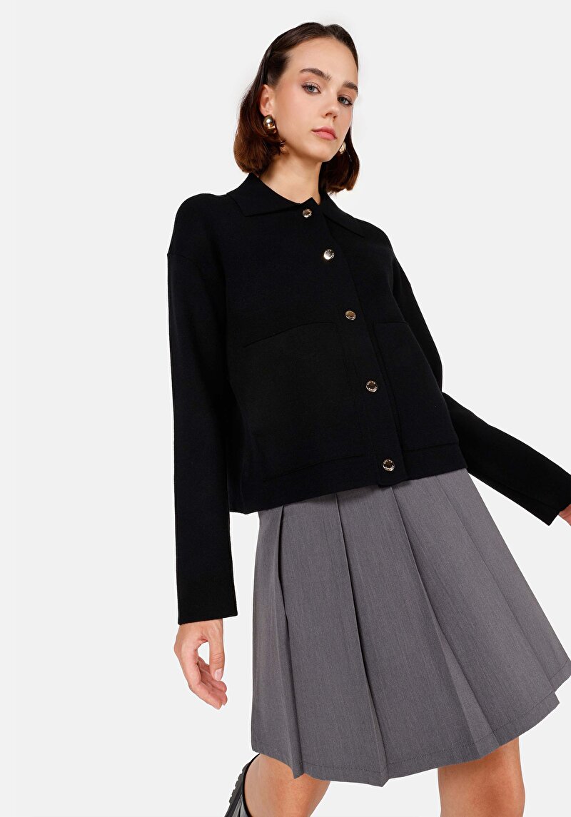 Afișați detalii pentru Cardigan Negru Pentru Femei Regular Fit