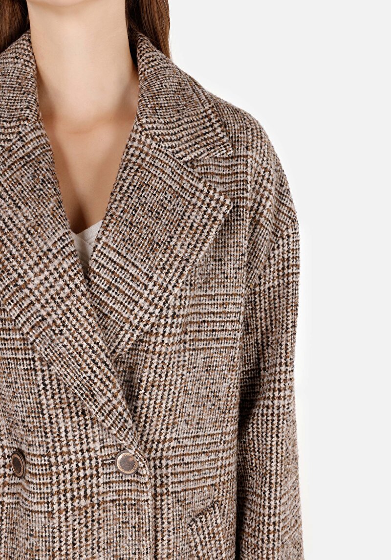 Afișați detalii pentru Palton Bej Pentru Femei Cu Guler Clasic Regular Fit