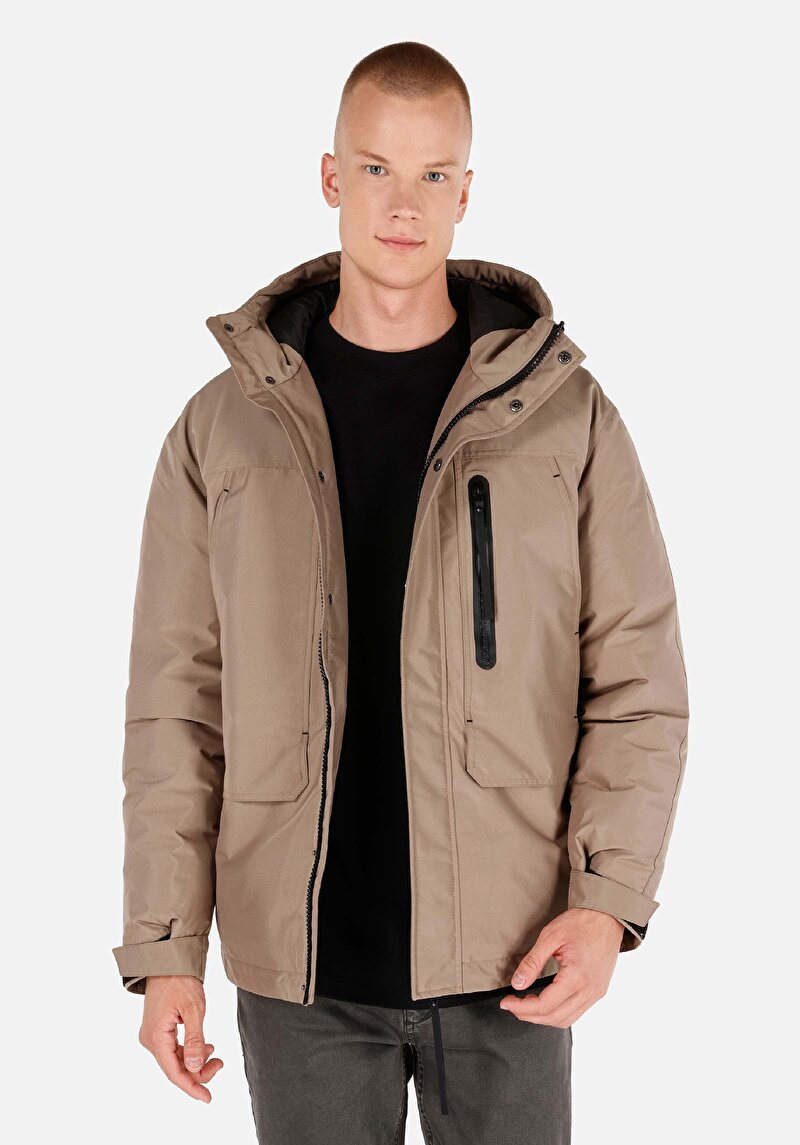 Imagine a Palton Bej Pentru Bărbați Regular Fit