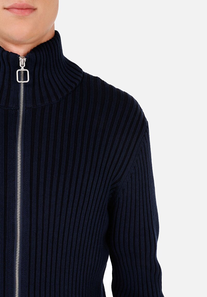 Afișați detalii pentru Cardigan De Barbati Albastru Marin Slim Fit  Cl1071044