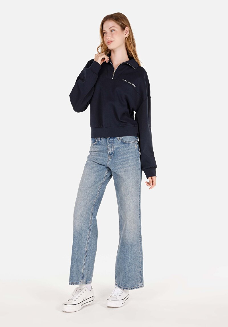 Imagine a Hanorac / Bluza De Dama Albastru Marin Regular Fit Cl1071103