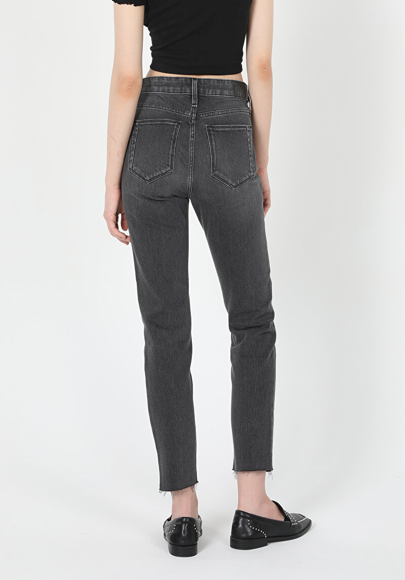 Imagine a Slim Fit Talie Medie Picior Drept Blugi Din Denim Pentru Femei