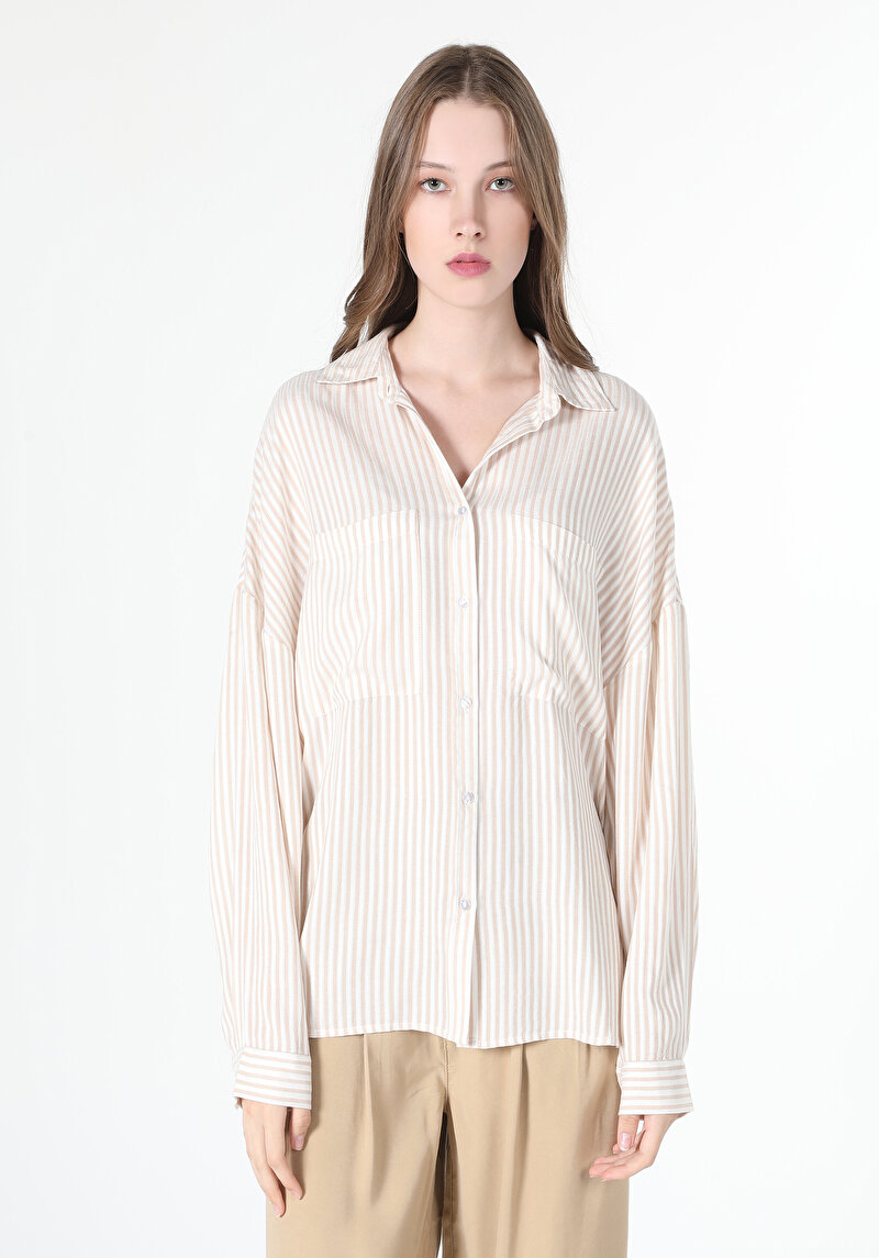 Afișați detalii pentru Camasa Cu Maneca Lunga De Dama Bej   Cl1061046