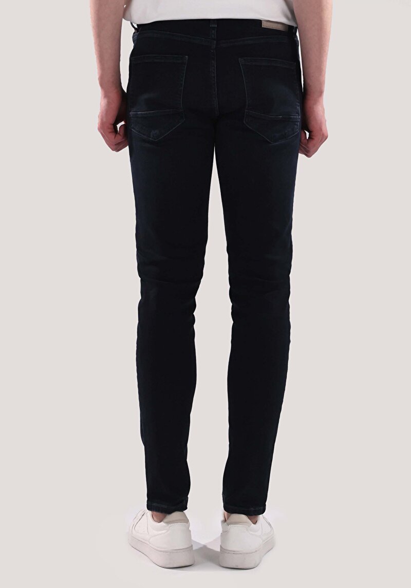 Imagine a Skinny Fit Talie Înaltă Picior Îngust Blugi Bleumarin Pentru Bărbați