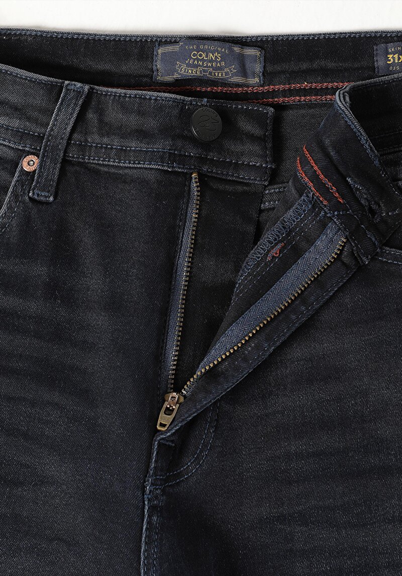 Afișați detalii pentru Skinny Fit Talie Înaltă Picior Îngust Blugi Bleumarin Pentru Bărbați