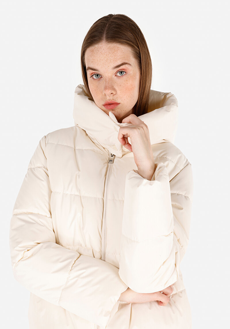 Afișați detalii pentru Regular Fit Glugă Căptușit Cu Fermoar Halat Alb Pentru Femei