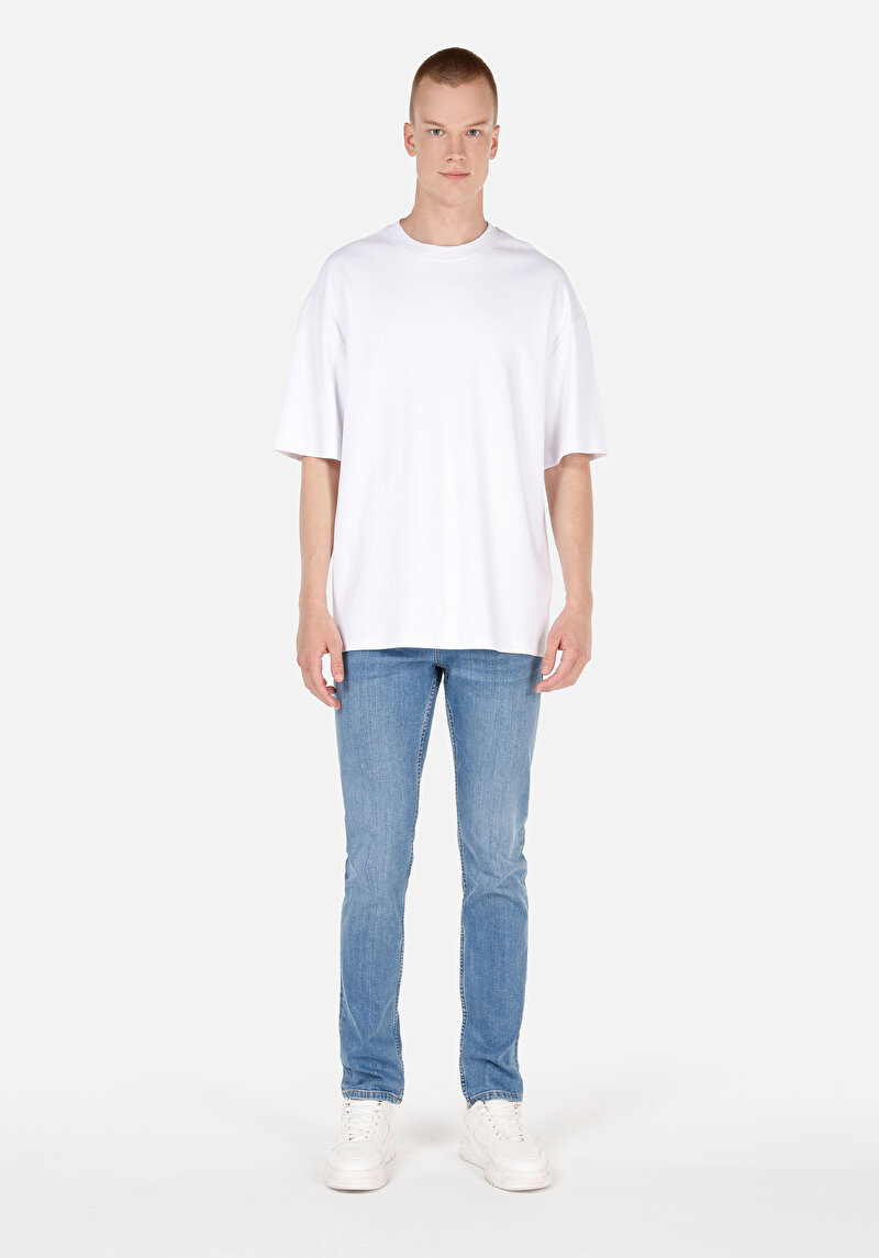 Imagine a Blugi İndigo Pentru Bărbați Cu Talie Dreaptă Cu Talie Dreaptă