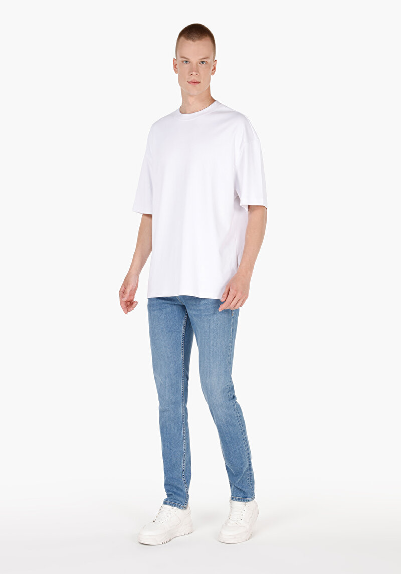 Afișați detalii pentru Blugi İndigo Pentru Bărbați Cu Talie Dreaptă Cu Talie Dreaptă