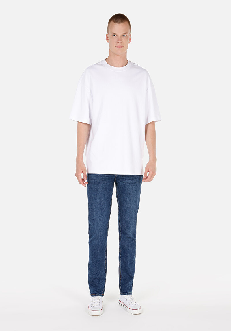 Imagine a Regular Fit Mid Waist Slim Leg Blugi İndigo Pentru Bărbați