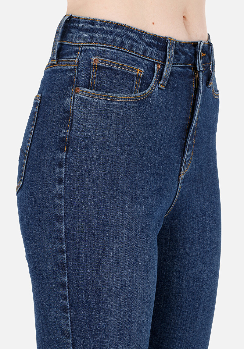 Afișați detalii pentru Skinny Fit Talie Înaltă Picior Îngust Blugi İndigo Pentru Femei