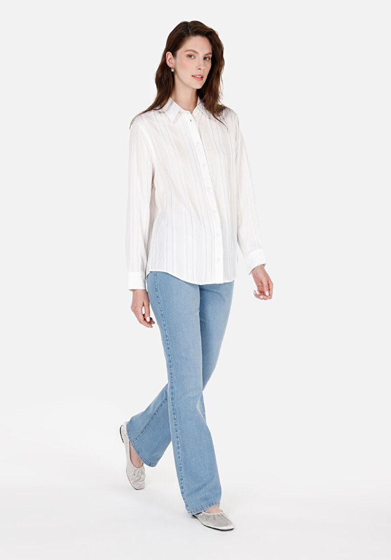 Imagine a Regular Fit Mid Waist Bootcut Blugi İndigo Pentru Femei