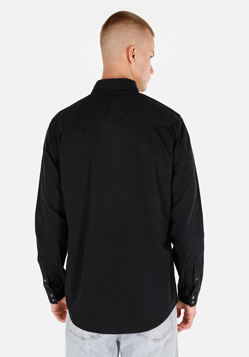 Afișați detalii pentru Camasa Cu Maneca Lunga De Barbati Negru Regular Fit  Cl1071462