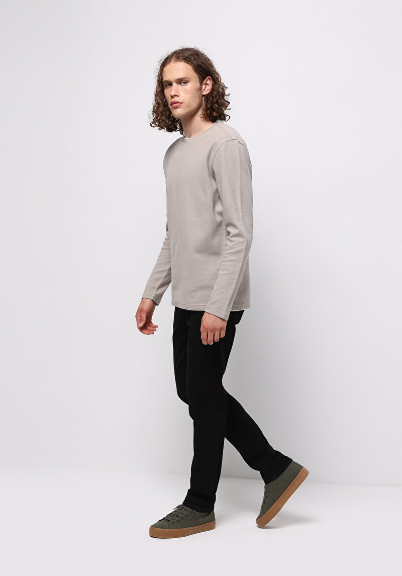 Imagine a Regular Fit Mid Waist Slim Leg Blugi Negri Pentru Bărbați